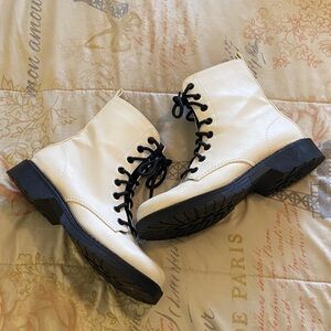 White combat boots